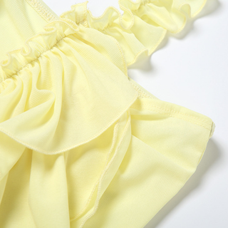 Ruffle v neck halter backless ruched top