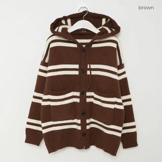 Striped Hooded Cardigan