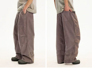 [Monterest] Washed Pleated Wide Leg Parachute Pants