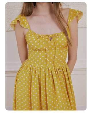 [NECY] Sunshine Dot Ruffle Chiffon Dress