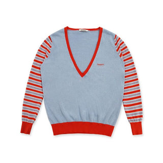 [Moromoro2] Striped Sleeve Deep V-Neck Knit  Sweater