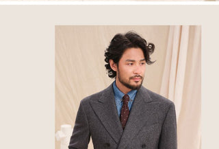[CULTUM] Herringbone Double Breasted Peak Lapel Suit