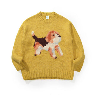 [Monterest] Relaxed Fit Dog Pattern Knit Sweater