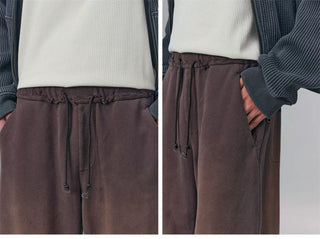 [Monterest] Washed Splatter Fleece-Lined Straight Pants