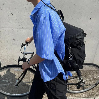 Half-sleeve striped shirt