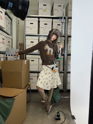 [NeverSeez] Pony Pattern Crew Neck Sweater