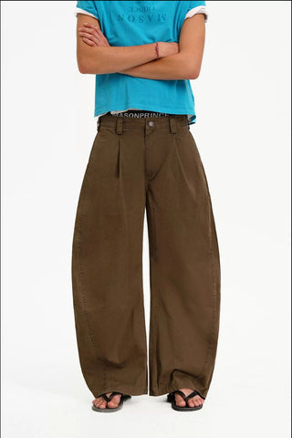[MASONPRINCE] Curved Double Pleat Wide Pants