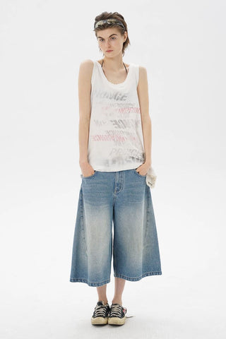 [MASONPRINCE] Cotton-Linen Graffiti Print Tank Top / Tee