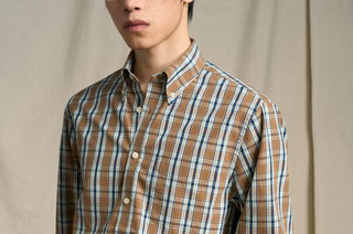 [CULTUM] Brushed Cotton Plaid Button-Down Shirt