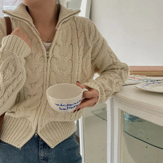 Fisherman Zip Cardigan - 2 Colors