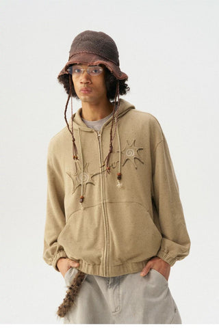 [Monterest] Textured Cotton Blend Hooded Zip-Up