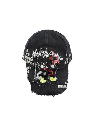 [MASONPRINCE] Graffiti Bear Distressed Baseball Cap