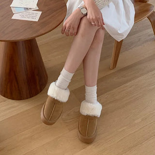 0635 Cute Suede Fur Platform Slippers (2 colors)