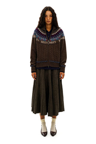 [Moromoro2] Houndstooth Wool Blend Pleated  Skirt