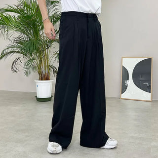 high waist pintuck wide slacks
