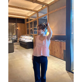 Shirred sleeveless blouse