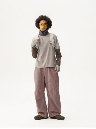 [Monterest] Washed Pleated Wide Leg Parachute Pants