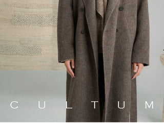 [CULTUM] Wool Blend Double-Breasted Long Coat