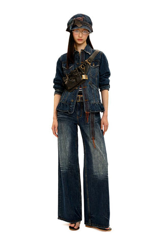 [Moromoro2] Washed Denim Fringe  Collection