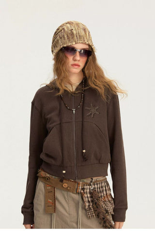 [Monterest] Speckled Hooded Zip-Up Sweatshirt