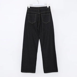 Straight-leg deep denim pants