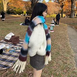 Border Tassel Scarf - P000KVYR