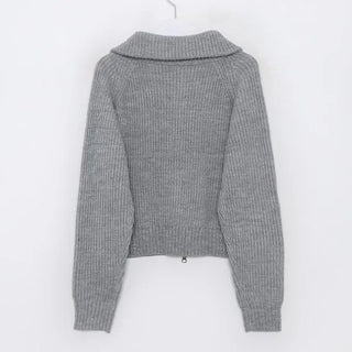 High-neck zip-up cardigan