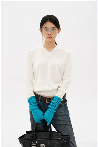 [MASONPRINCE] Wool Blend V-Neck Knit Sweater