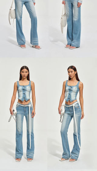 [NOTAWEAR] Wave Washed Slim Straight Jeans