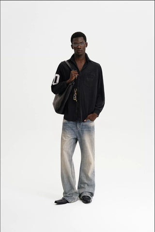 [MASONPRINCE] Washed Slub Denim Micro-Flare Jeans