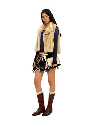 [Moromoro2] Multi-Bow Irregular Pleated Mini  Skirt