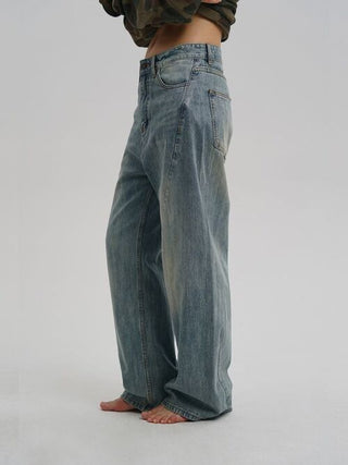 [MASONPRINCE] Slub Washed Curved Jeans