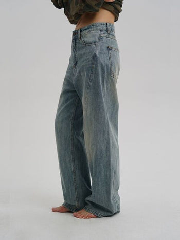 [MASONPRINCE] Slub Washed Curved Jeans