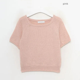 U-neck short-sleeved knit