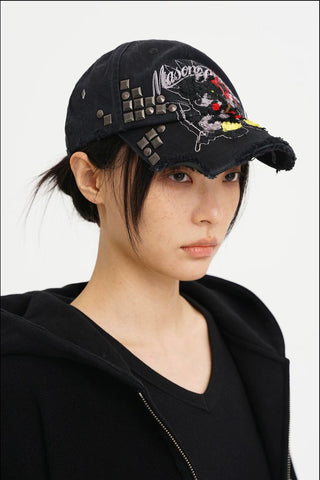 [MASONPRINCE] Graffiti Bear Distressed Baseball Cap