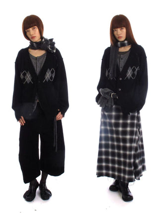 [NeverSeez] Argyle Layered Knit Cardigan