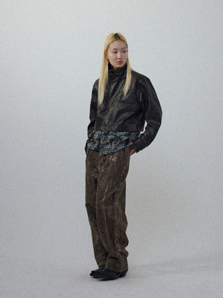 CONP Patchwork Leather Jacket (Dark Brown)