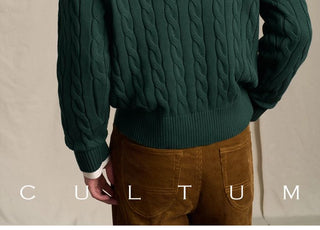 [CULTUM] Ivy Style Cable Knit Crewneck Sweater