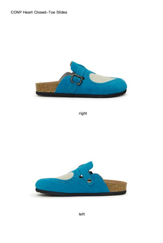 CONP Heart Closed Toe Slides (Blue)