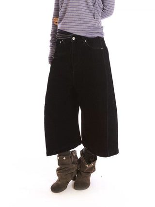 [NeverSeez] Flocked Cropped Wide Leg Jeans