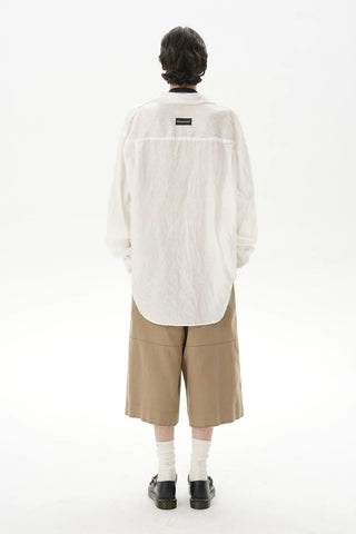 [MASONPRINCE] Breathable Linen Raw Edge Oversized Shirt