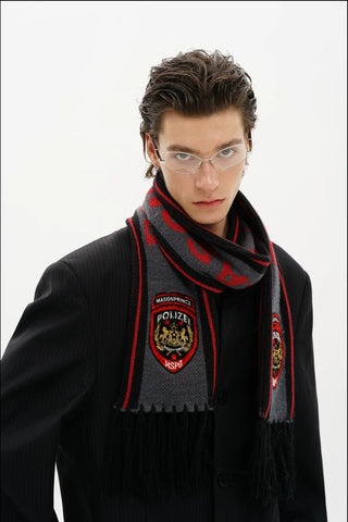 [MASONPRINCE] POLIZEI Emblem Fringe Scarf