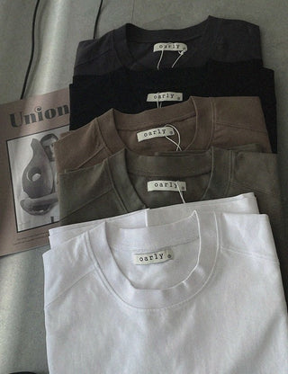1 + 1 Combed Cotton Cut-out Short Sleeve T-shirt (5 colors)