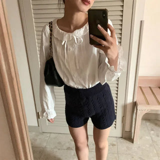 Pintuck lace blouse