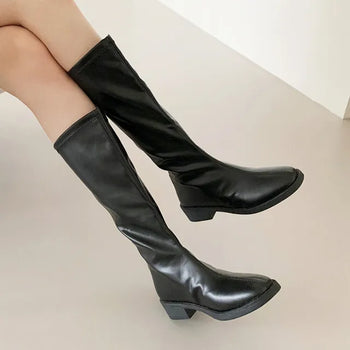 Soft zipper long boots
