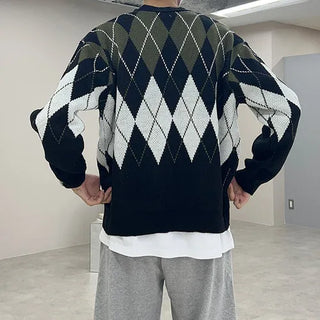 Argyle knit cardigan