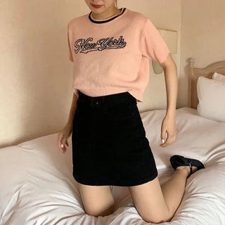 New York Lettering Knit T-Shirt