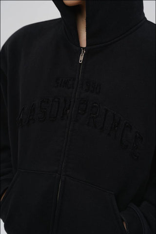 [MASONPRINCE] Washed Logo Applique Zip Hoodie Set