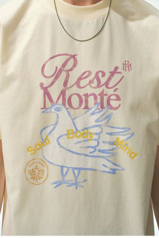 [Monterest] Washed Peace Dove Print T-Shirt