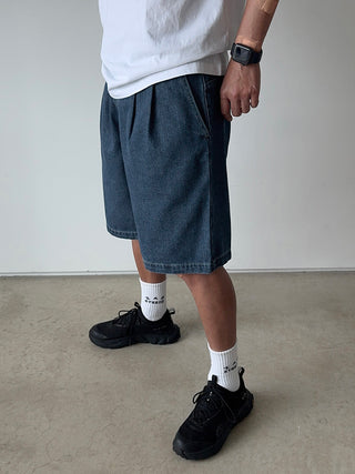 All Day Double-Tuck Half-Band Denim Shorts